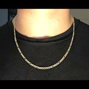 Gold Chain Vermeil Figaro 20in 3mm .925 Italy